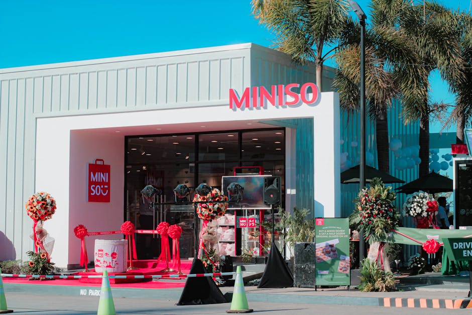 Grand opening of Miniso store in Santa Rosa, highlighting vibrant entrance and decor.